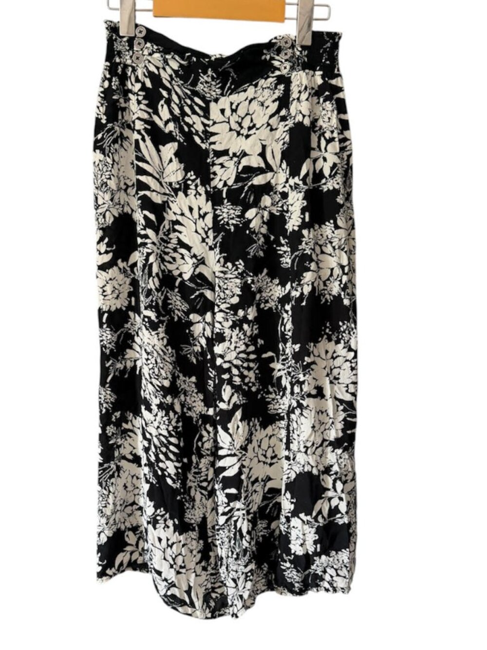 FREE PEOPLE Black and White Floral Cropped Wide Leg Pants Size S